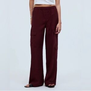 Madewell Maroon Wide-Leg Cargo Pants